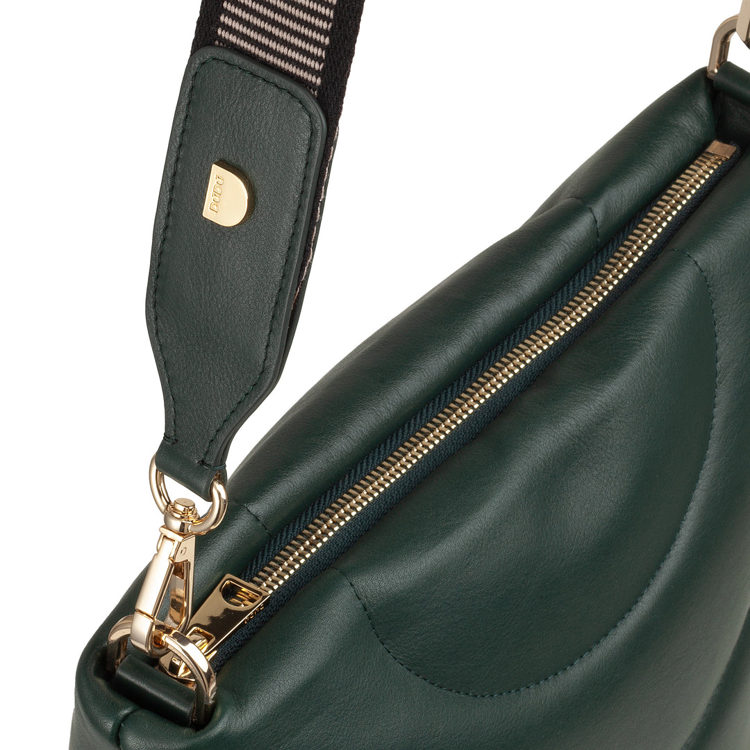 DUDU Borsa Donna a Spalla e Tracolla Trapuntata Imbottita in Pelle Nappa, Borsa Grande con Cerniera e Doppia Tracolla, Design Elegante