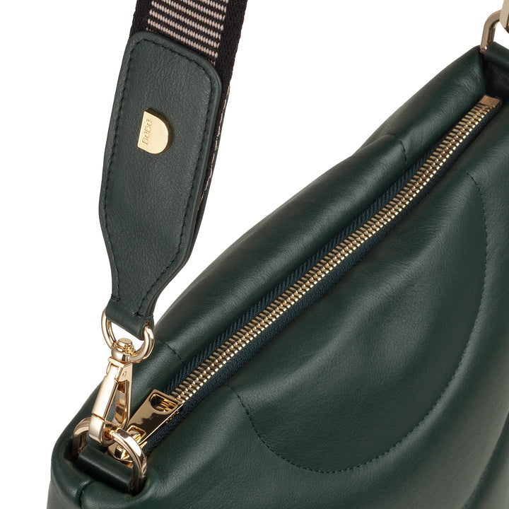 DUDU Borsa Donna a Spalla e Tracolla Trapuntata Imbottita in Pelle Nappa, Borsa Grande con Cerniera e Doppia Tracolla, Design Elegante