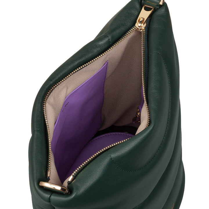 DUDU Borsa Donna a Spalla e Tracolla Trapuntata Imbottita in Pelle Nappa, Borsa Grande con Cerniera e Doppia Tracolla, Design Elegante