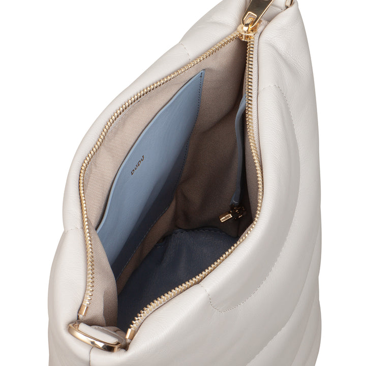 DUDU Borsa Donna a Spalla e Tracolla Trapuntata Imbottita in Pelle Nappa, Borsa Grande con Cerniera e Doppia Tracolla, Design Elegante