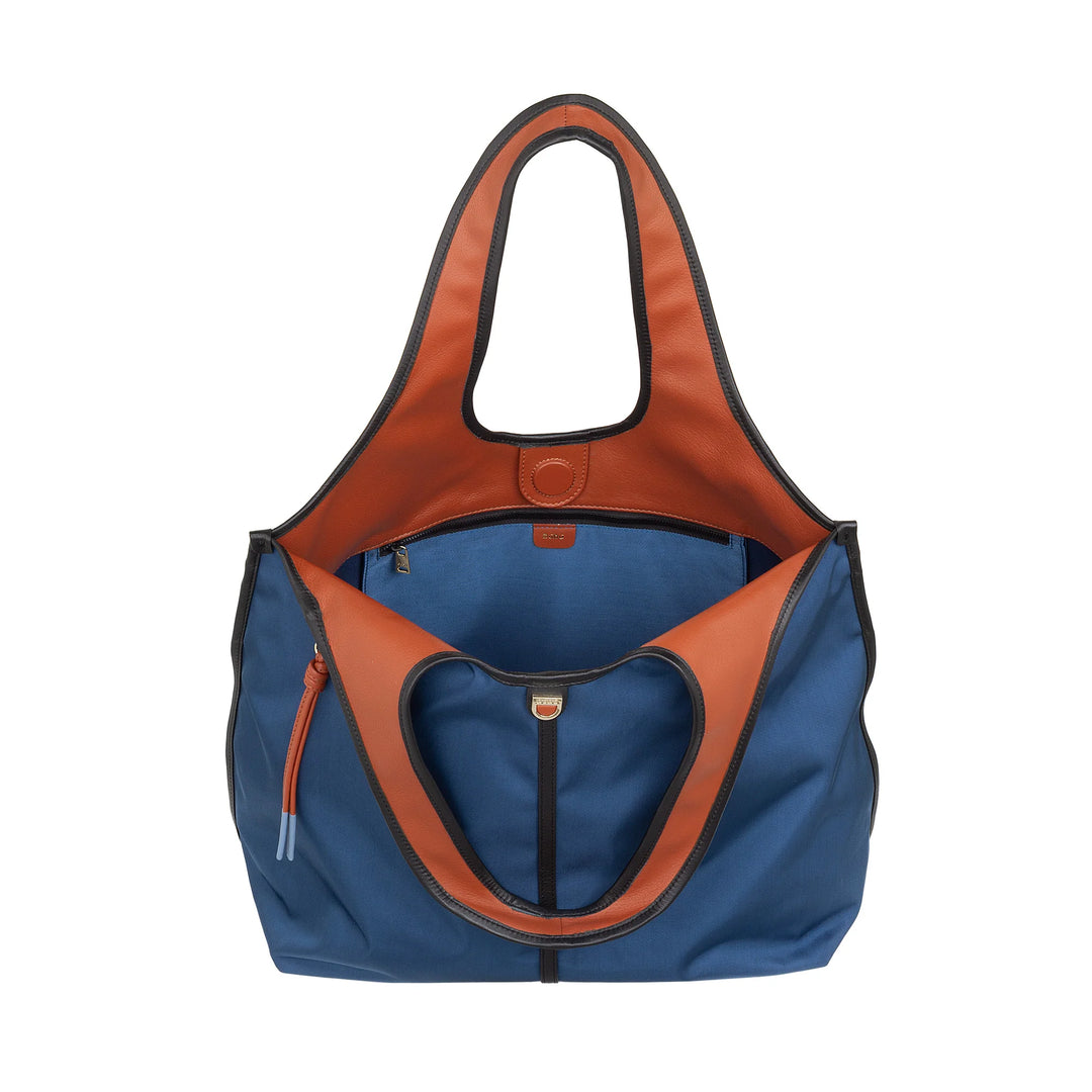 DUDU Borsa Donna a Mano a Tracolla Grande in Nylon e Pelle – Shopper Leggera con Tracolla Regolabile e Chiusura Magnetica