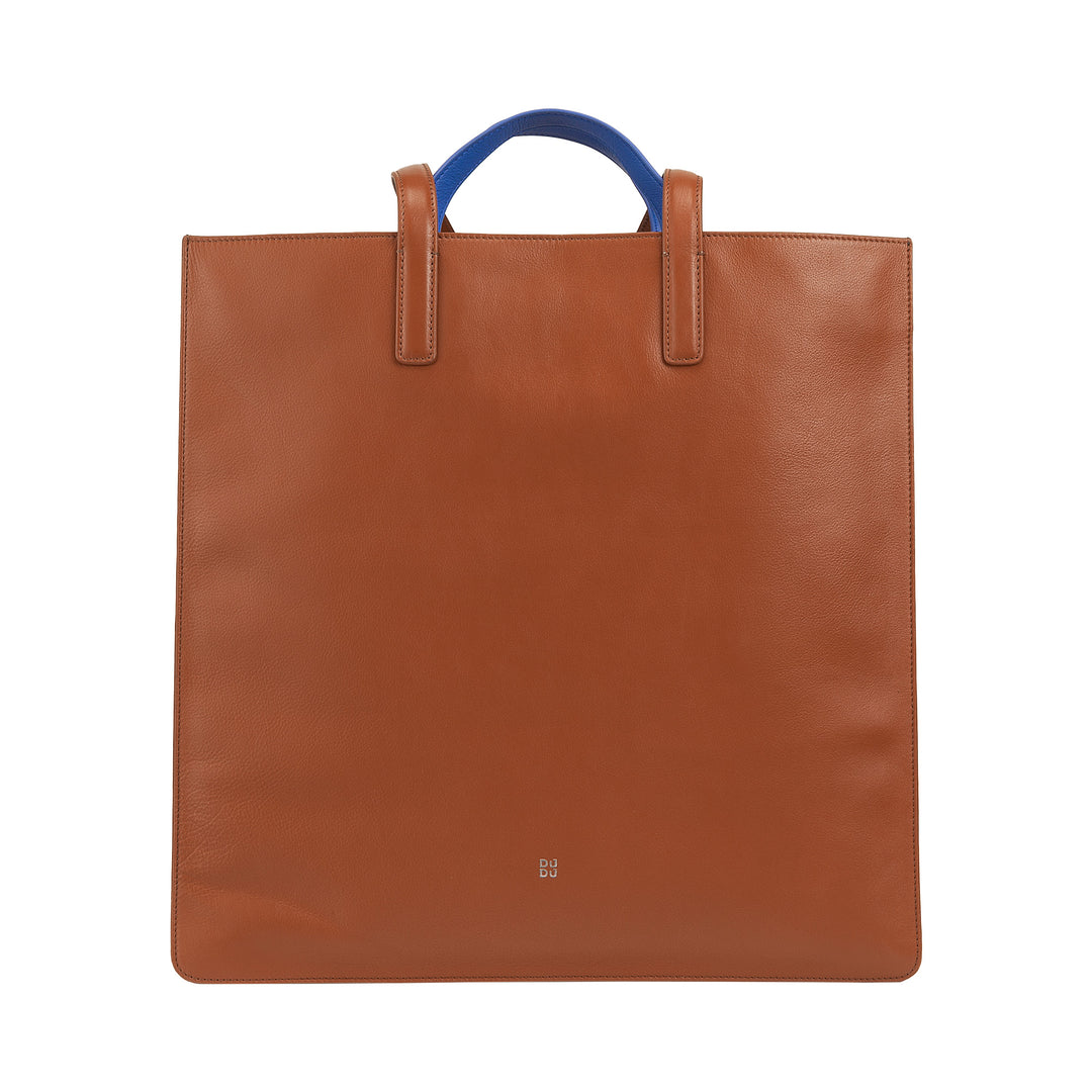 DUDU Große weiche Damentasche, Einkaufstasche aus farbigem Leder, Doppelgriffe, elegante Umhängetasche, große Handtasche