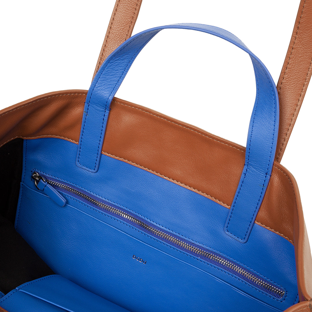 DUDU Große weiche Damentasche, Einkaufstasche aus farbigem Leder, Doppelgriffe, elegante Umhängetasche, große Handtasche