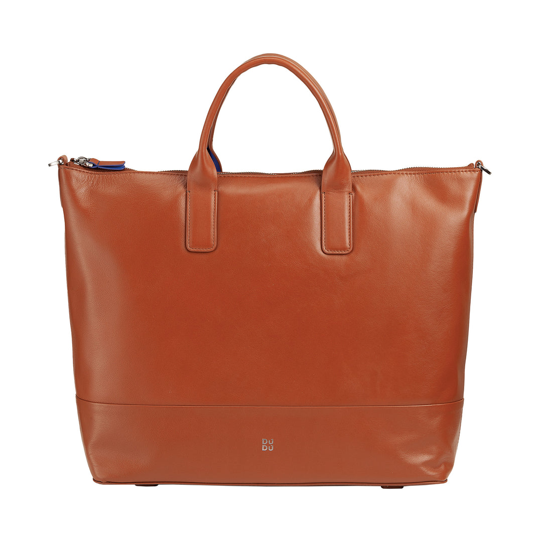 DUDU Borsa a Tracolla Spalla Elegante Donna in Vera Pelle, Borsa a Mano con Due Manici e Cerniera Zip