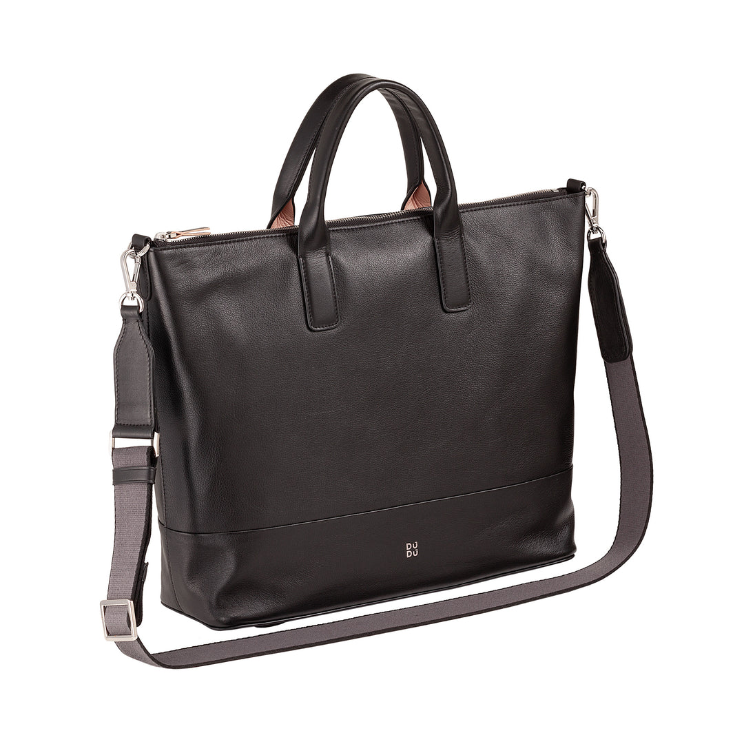 DUDU Borsa a Tracolla Spalla Elegante Donna in Vera Pelle, Borsa a Mano con Due Manici e Cerniera Zip