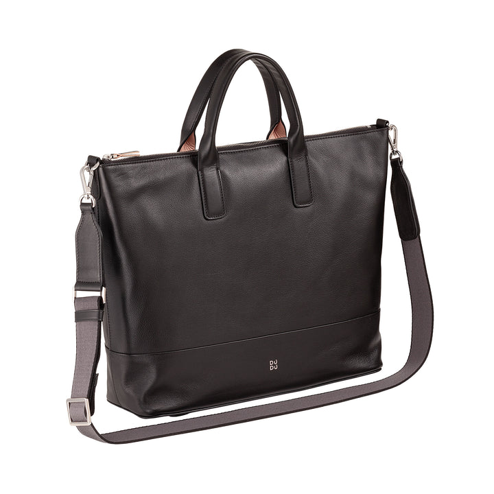 DUDU Borsa a Tracolla Spalla Elegante Donna in Vera Pelle, Borsa a Mano con Due Manici e Cerniera Zip