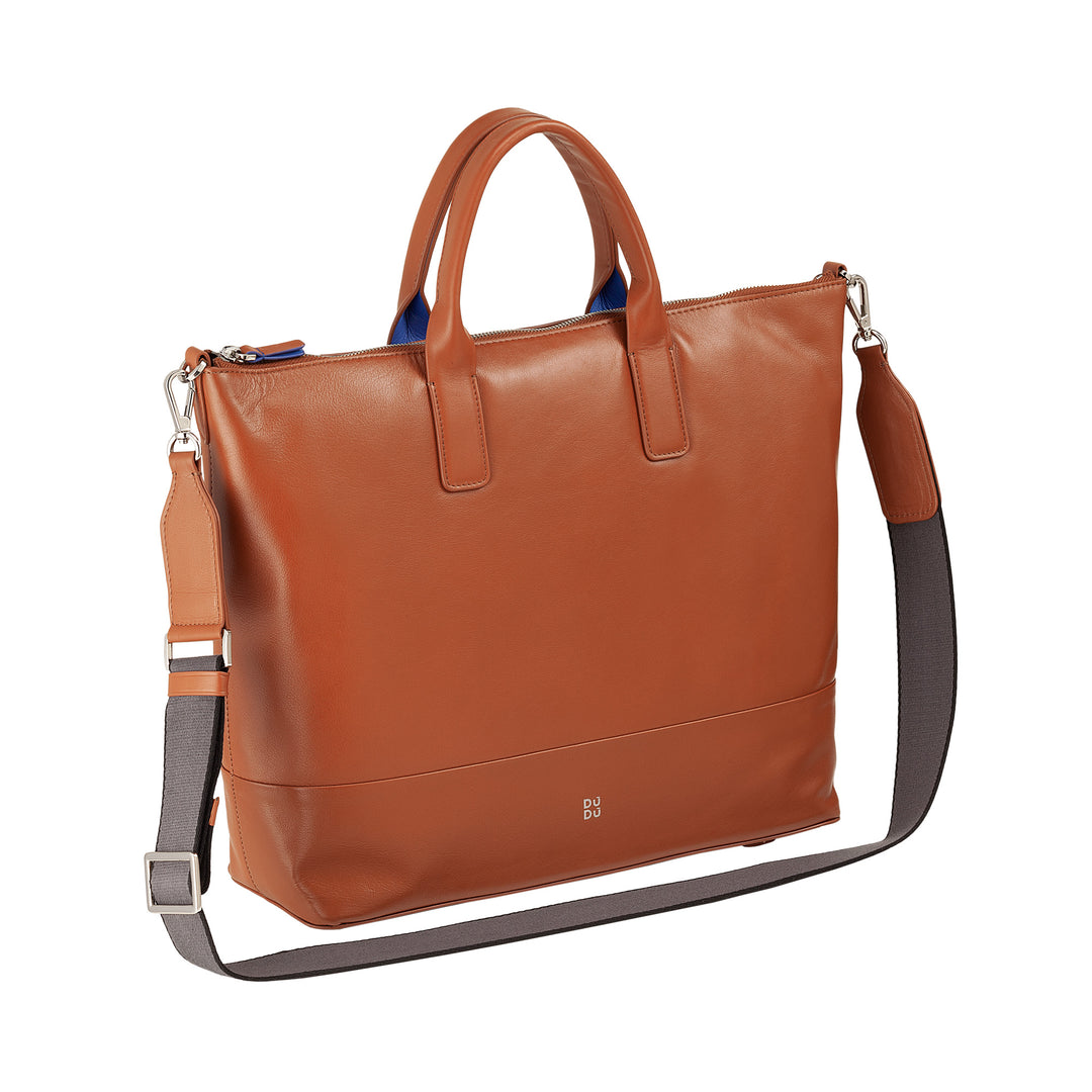 DUDU Borsa a Tracolla Spalla Elegante Donna in Vera Pelle, Borsa a Mano con Due Manici e Cerniera Zip