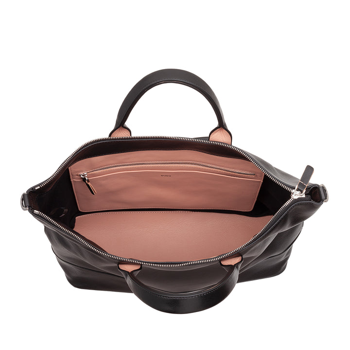 DUDU Borsa a Tracolla Spalla Elegante Donna in Vera Pelle, Borsa a Mano con Due Manici e Cerniera Zip