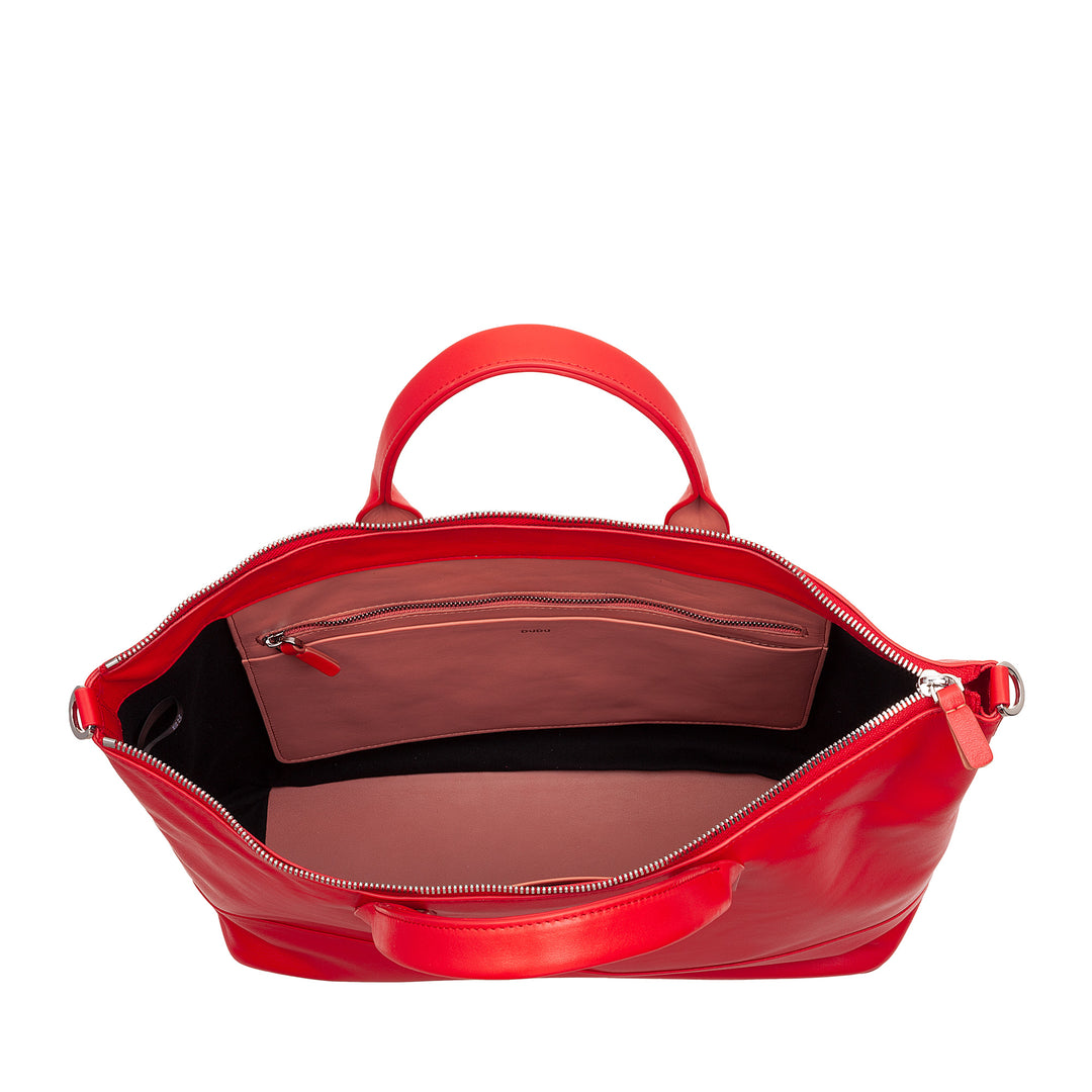 DUDU Borsa a Tracolla Spalla Elegante Donna in Vera Pelle, Borsa a Mano con Due Manici e Cerniera Zip