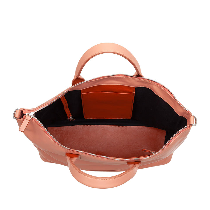 DUDU Borsa a Tracolla Spalla Elegante Donna in Vera Pelle, Borsa a Mano con Due Manici e Cerniera Zip
