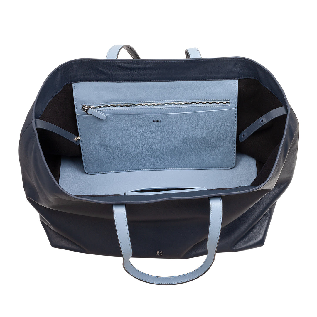 DUDU Borsa Donna Grande in Pelle, Borsa Tote Shopper Morbida, Borsa a Spalla con Due Manici, Borsa a Mano Capiente Fashion