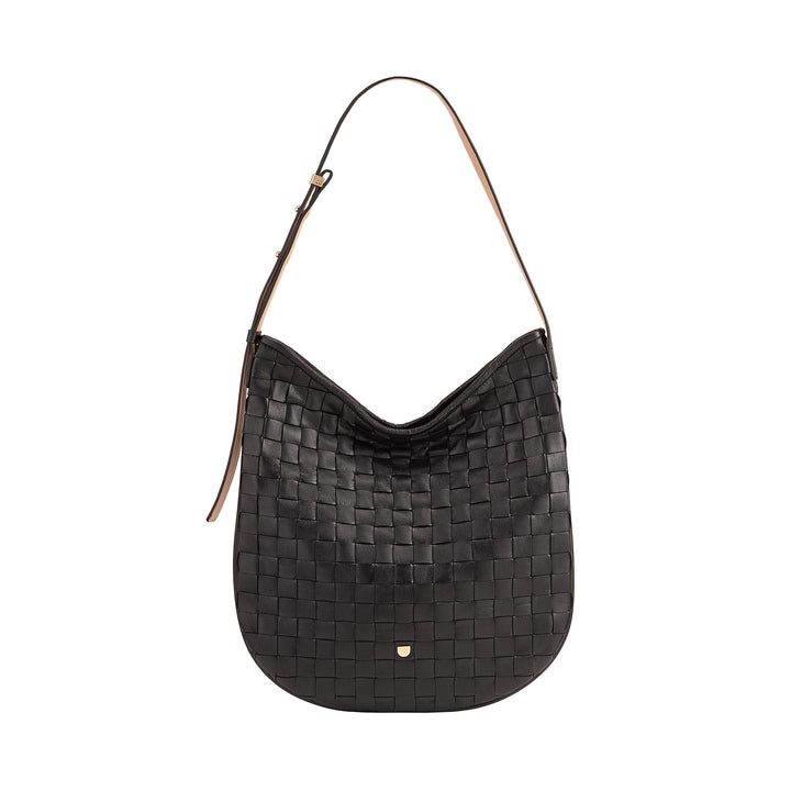 DUDU Borsa a Spalla Donna in Pelle Intrecciata – Elegante Borsa Hobo con Cerniera, Borsa a Tracolla in Vera Pelle con Manico Regolabile e Interni Capienti