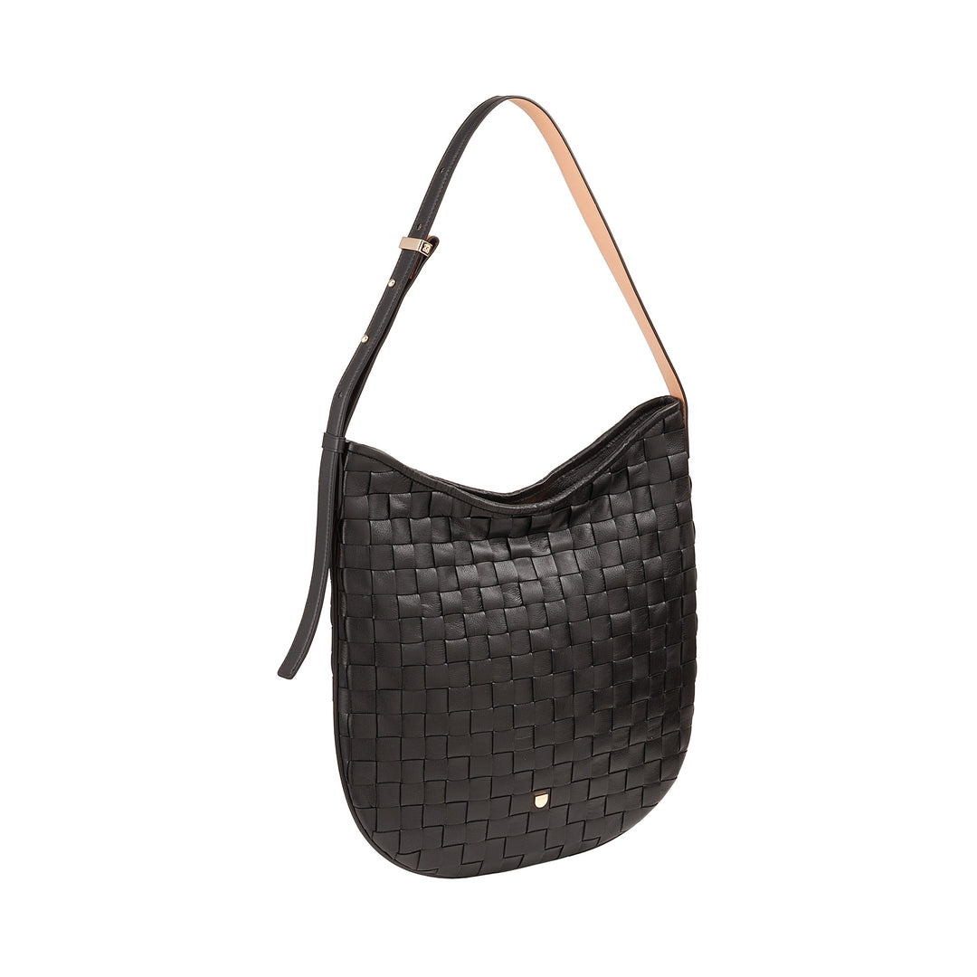 DUDU Borsa a Spalla Donna in Pelle Intrecciata – Elegante Borsa Hobo con Cerniera, Borsa a Tracolla in Vera Pelle con Manico Regolabile e Interni Capienti