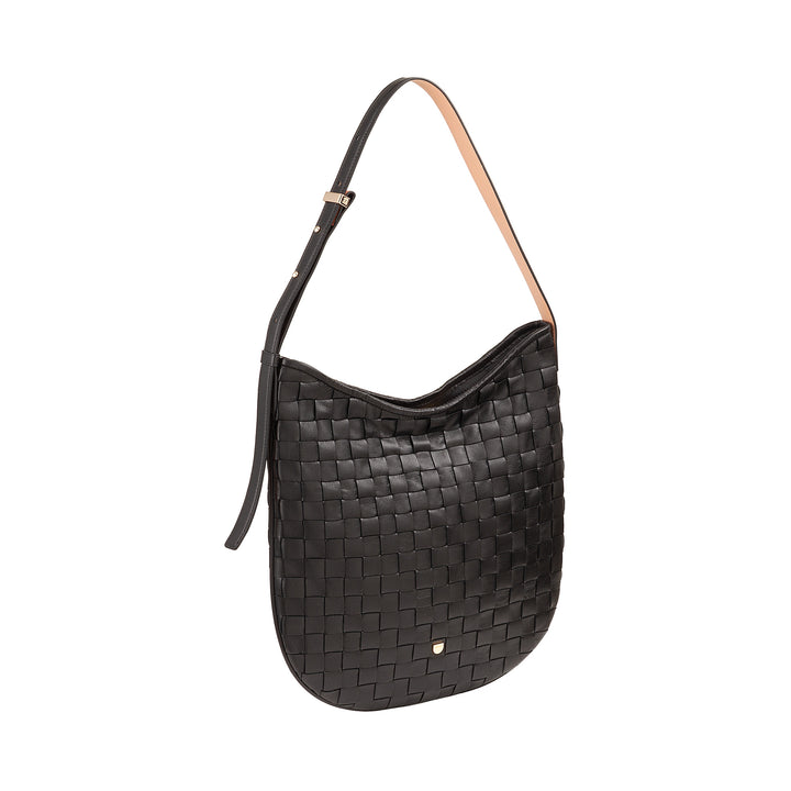 DUDU Borsa a Spalla Donna in Pelle Intrecciata – Elegante Borsa Hobo con Cerniera, Borsa a Tracolla in Vera Pelle con Manico Regolabile e Interni Capienti