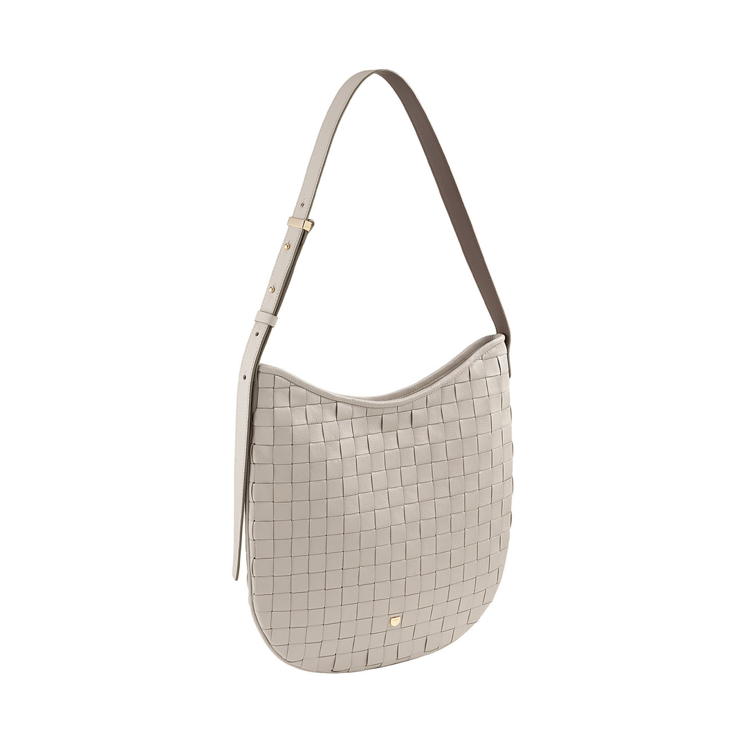 DUDU Borsa a Spalla Donna in Pelle Intrecciata – Elegante Borsa Hobo con Cerniera, Borsa a Tracolla in Vera Pelle con Manico Regolabile e Interni Capienti