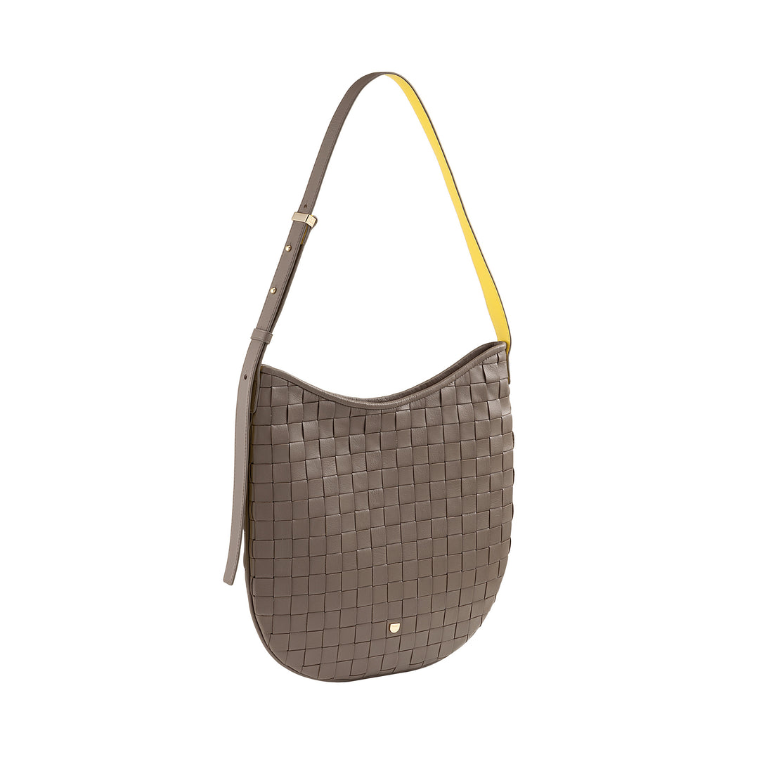 DUDU Borsa a Spalla Donna in Pelle Intrecciata – Elegante Borsa Hobo con Cerniera, Borsa a Tracolla in Vera Pelle con Manico Regolabile e Interni Capienti