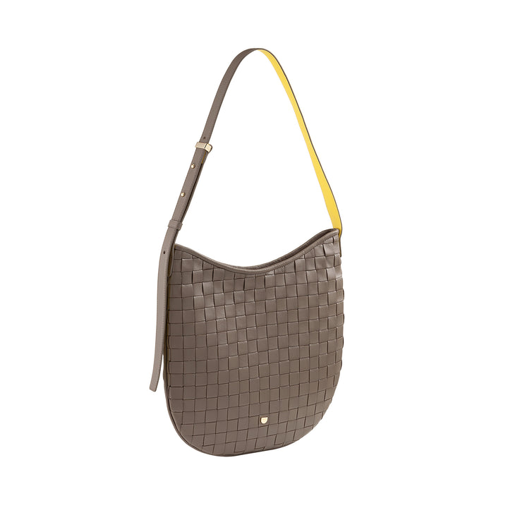 DUDU Borsa a Spalla Donna in Pelle Intrecciata – Elegante Borsa Hobo con Cerniera, Borsa a Tracolla in Vera Pelle con Manico Regolabile e Interni Capienti