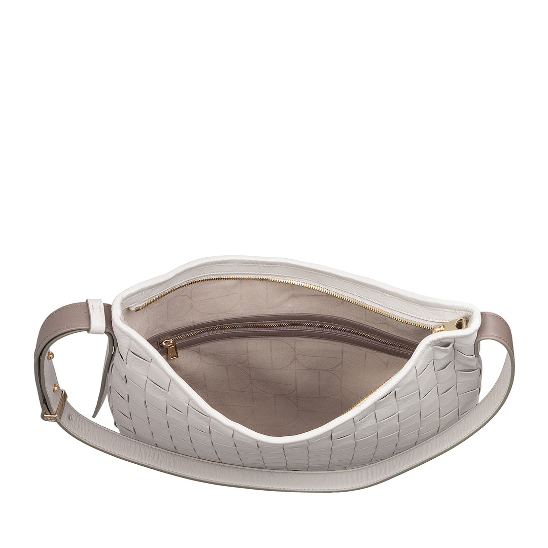 DUDU Borsa a Spalla Donna in Pelle Intrecciata – Elegante Borsa Hobo con Cerniera, Borsa a Tracolla in Vera Pelle con Manico Regolabile e Interni Capienti
