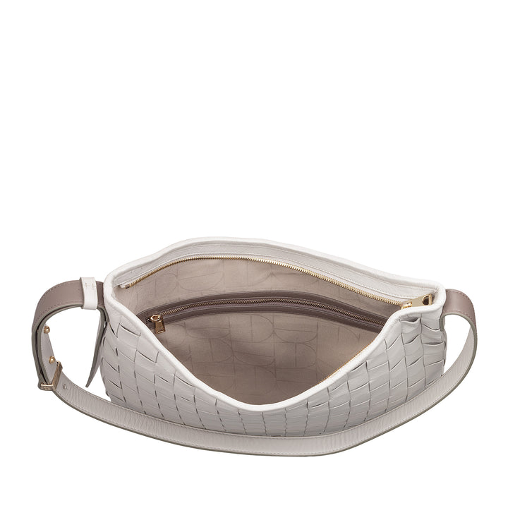DUDU Borsa a Spalla Donna in Pelle Intrecciata – Elegante Borsa Hobo con Cerniera, Borsa a Tracolla in Vera Pelle con Manico Regolabile e Interni Capienti