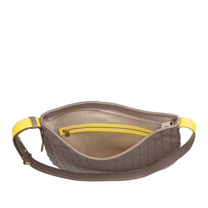 DUDU Borsa a Spalla Donna in Pelle Intrecciata – Elegante Borsa Hobo con Cerniera, Borsa a Tracolla in Vera Pelle con Manico Regolabile e Interni Capienti