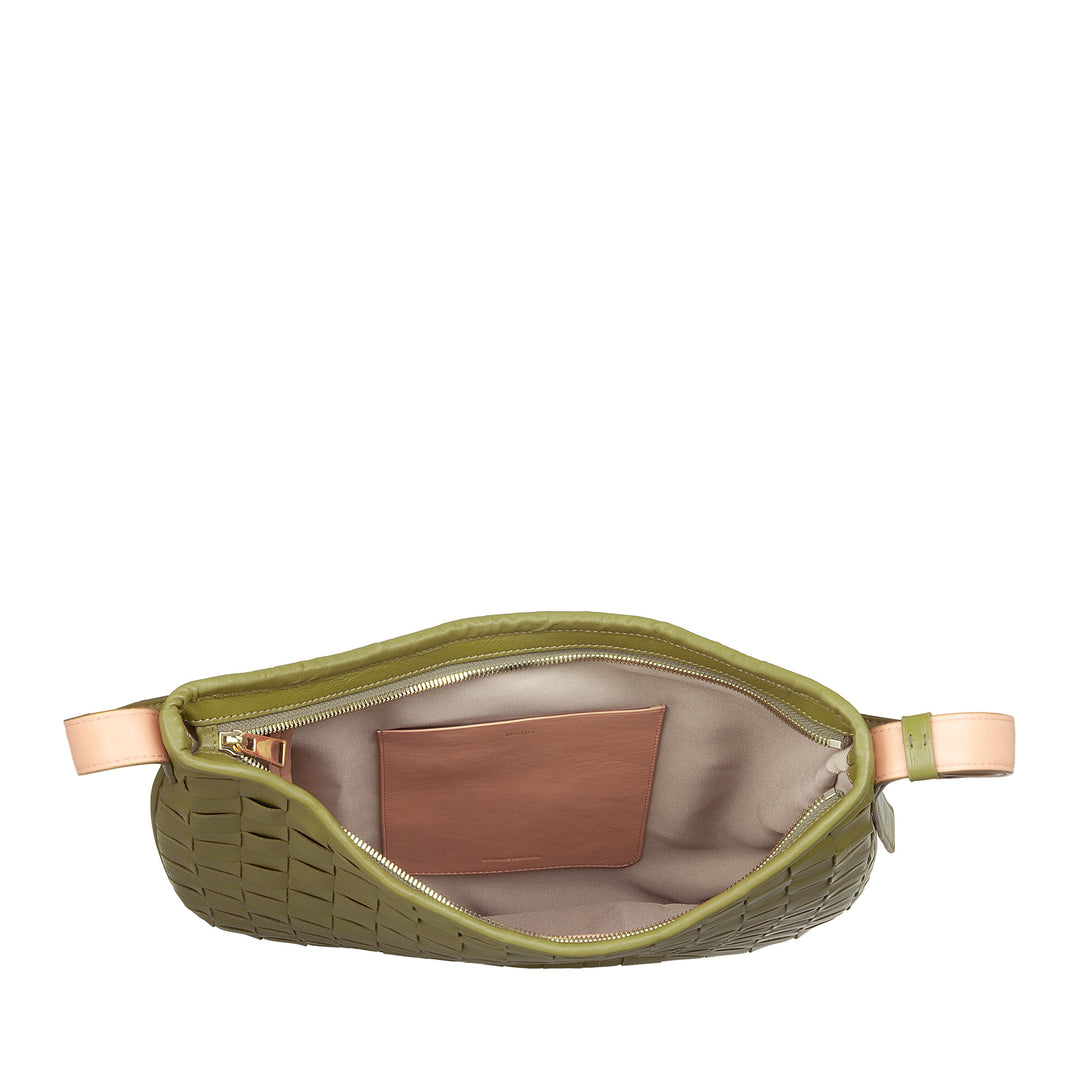 DUDU Borsa a Spalla Donna in Pelle Intrecciata – Elegante Borsa Hobo con Cerniera, Borsa a Tracolla in Vera Pelle con Manico Regolabile e Interni Capienti