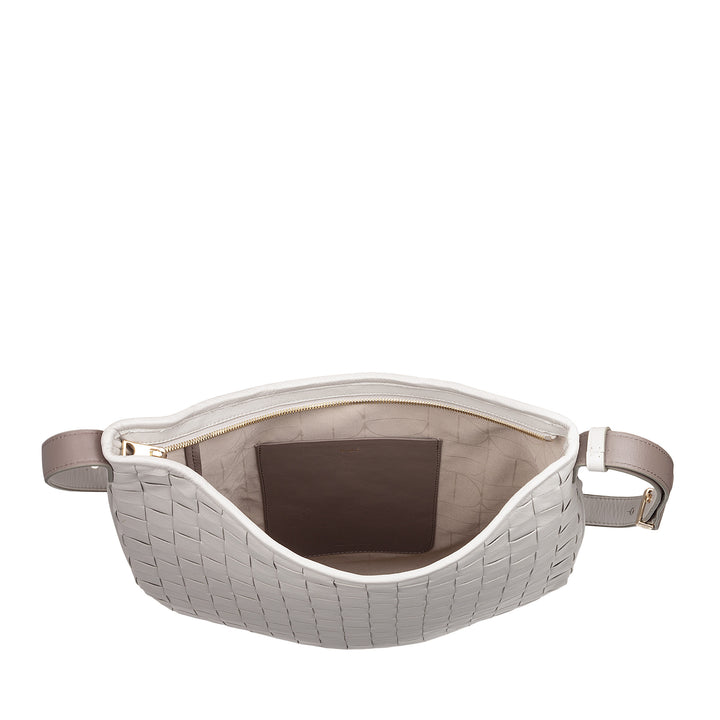 DUDU Borsa a Spalla Donna in Pelle Intrecciata – Elegante Borsa Hobo con Cerniera, Borsa a Tracolla in Vera Pelle con Manico Regolabile e Interni Capienti