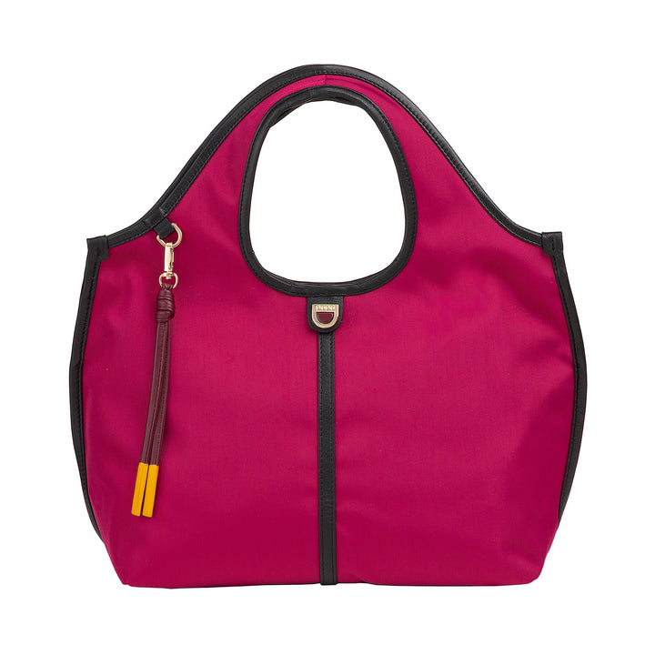 DUDU Borsa Donna a Mano a Tracolla Piccola in Nylon e Pelle – Shopper Leggera con Tracolla Regolabile e Chiusura Magnetica