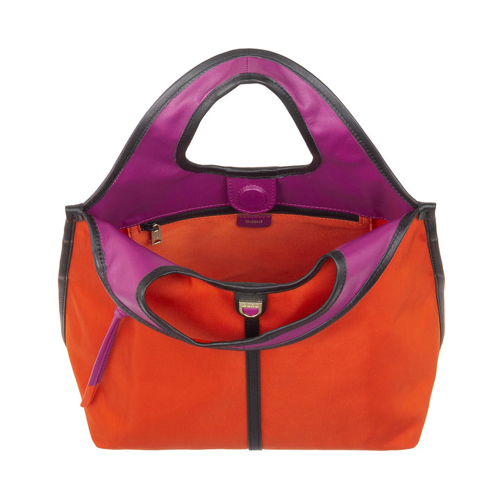 DUDU Borsa Donna a Mano a Tracolla Piccola in Nylon e Pelle – Shopper Leggera con Tracolla Regolabile e Chiusura Magnetica