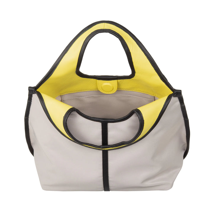 DUDU Borsa Donna a Mano a Tracolla Piccola in Nylon e Pelle – Shopper Leggera con Tracolla Regolabile e Chiusura Magnetica