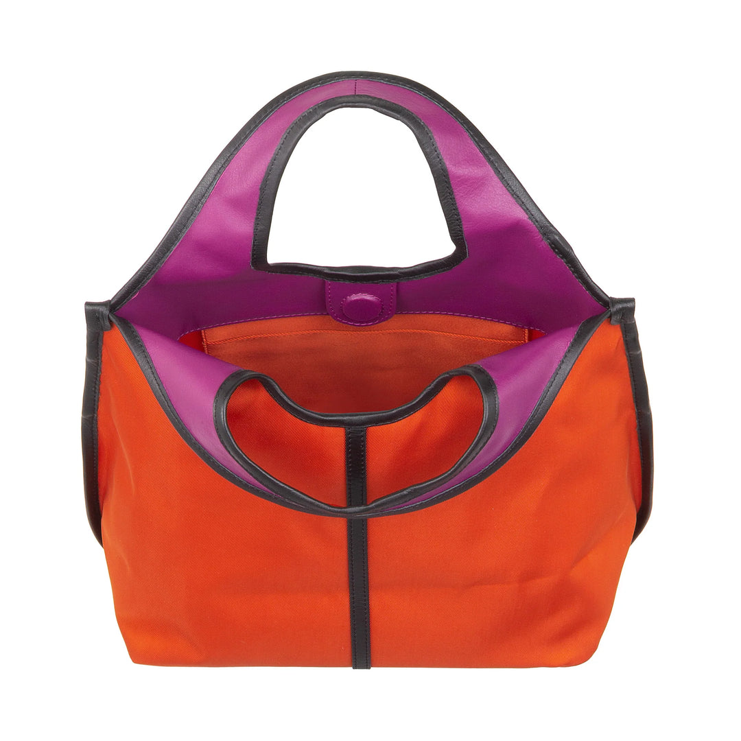 DUDU Borsa Donna a Mano a Tracolla Piccola in Nylon e Pelle – Shopper Leggera con Tracolla Regolabile e Chiusura Magnetica
