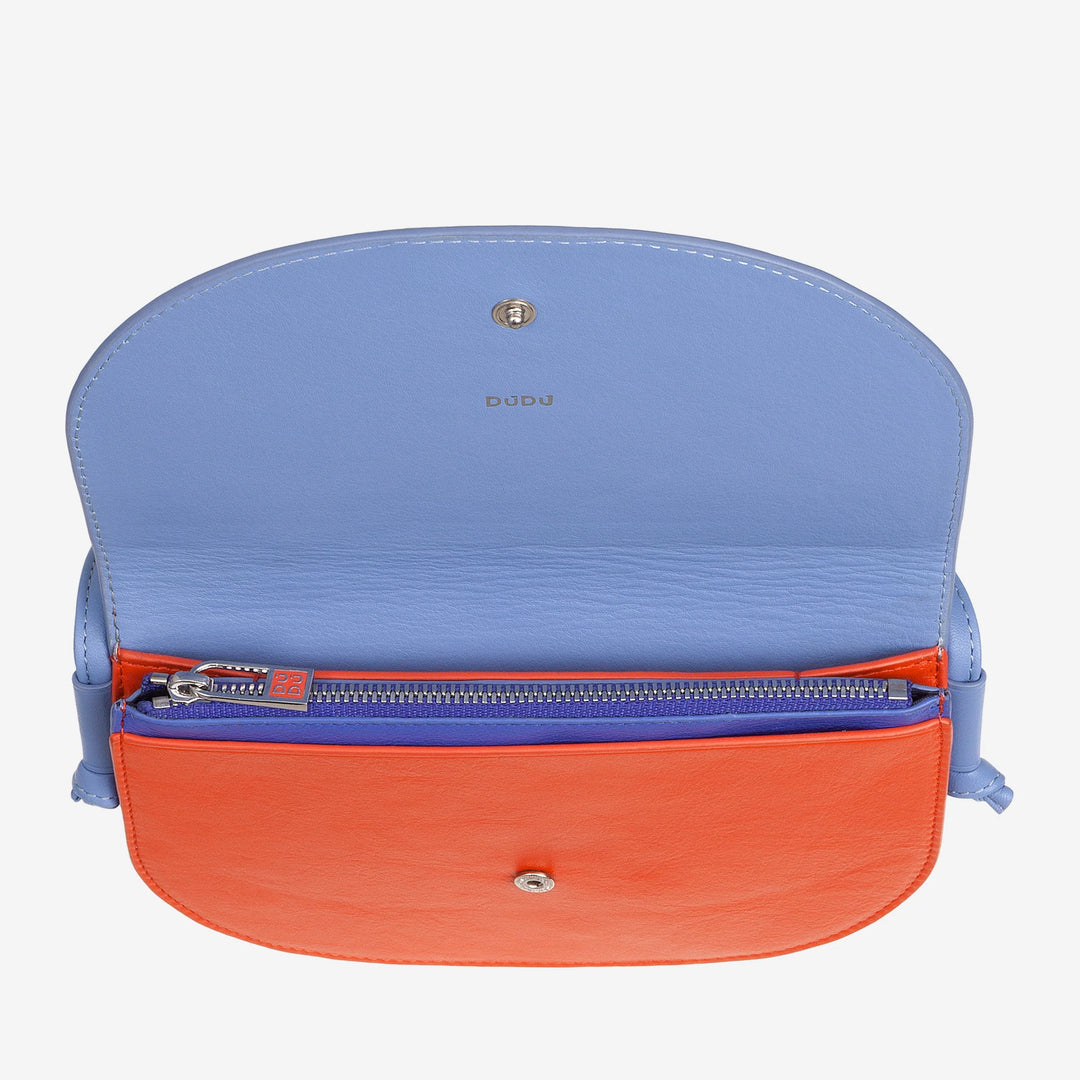 DUDU Borsa a Tracolla Donna Piccola in Pelle, Borsetta Design Sottile Compatta con Chiusura a Bottone, Tracolla Regolabile