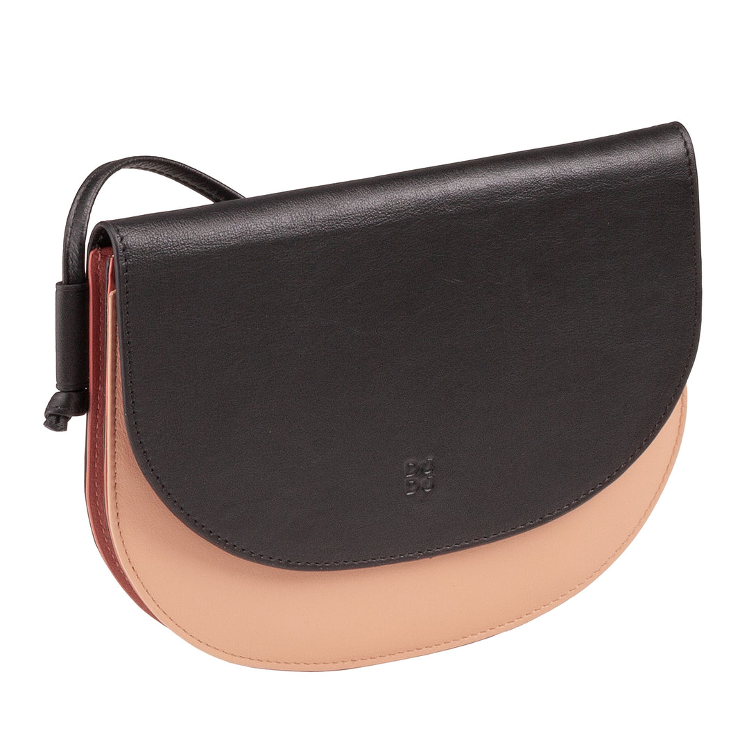 DUDU Borsa a Tracolla Donna Piccola in Pelle, Borsetta Design Sottile Compatta con Chiusura a Bottone, Tracolla Regolabile