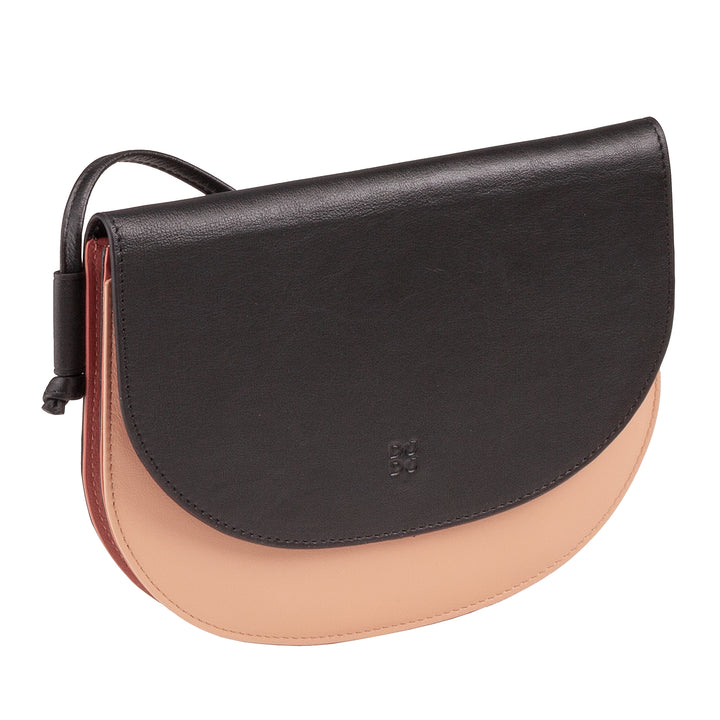 DUDU Borsa a Tracolla Donna Piccola in Pelle, Borsetta Design Sottile Compatta con Chiusura a Bottone, Tracolla Regolabile