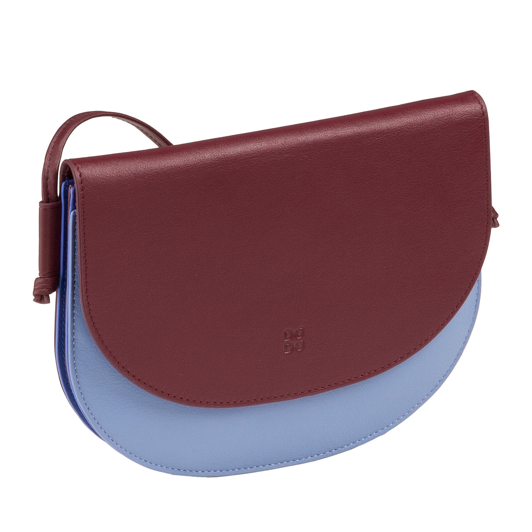 DUDU Borsa a Tracolla Donna Piccola in Pelle, Borsetta Design Sottile Compatta con Chiusura a Bottone, Tracolla Regolabile