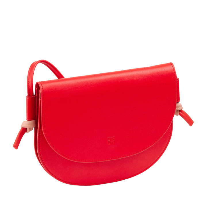 DUDU Borsa a Tracolla Donna Piccola in Pelle, Borsetta Design Sottile Compatta con Chiusura a Bottone, Tracolla Regolabile