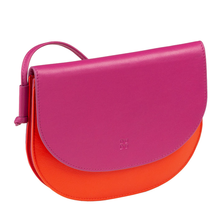 DUDU Borsa a Tracolla Donna Piccola in Pelle, Borsetta Design Sottile Compatta con Chiusura a Bottone, Tracolla Regolabile