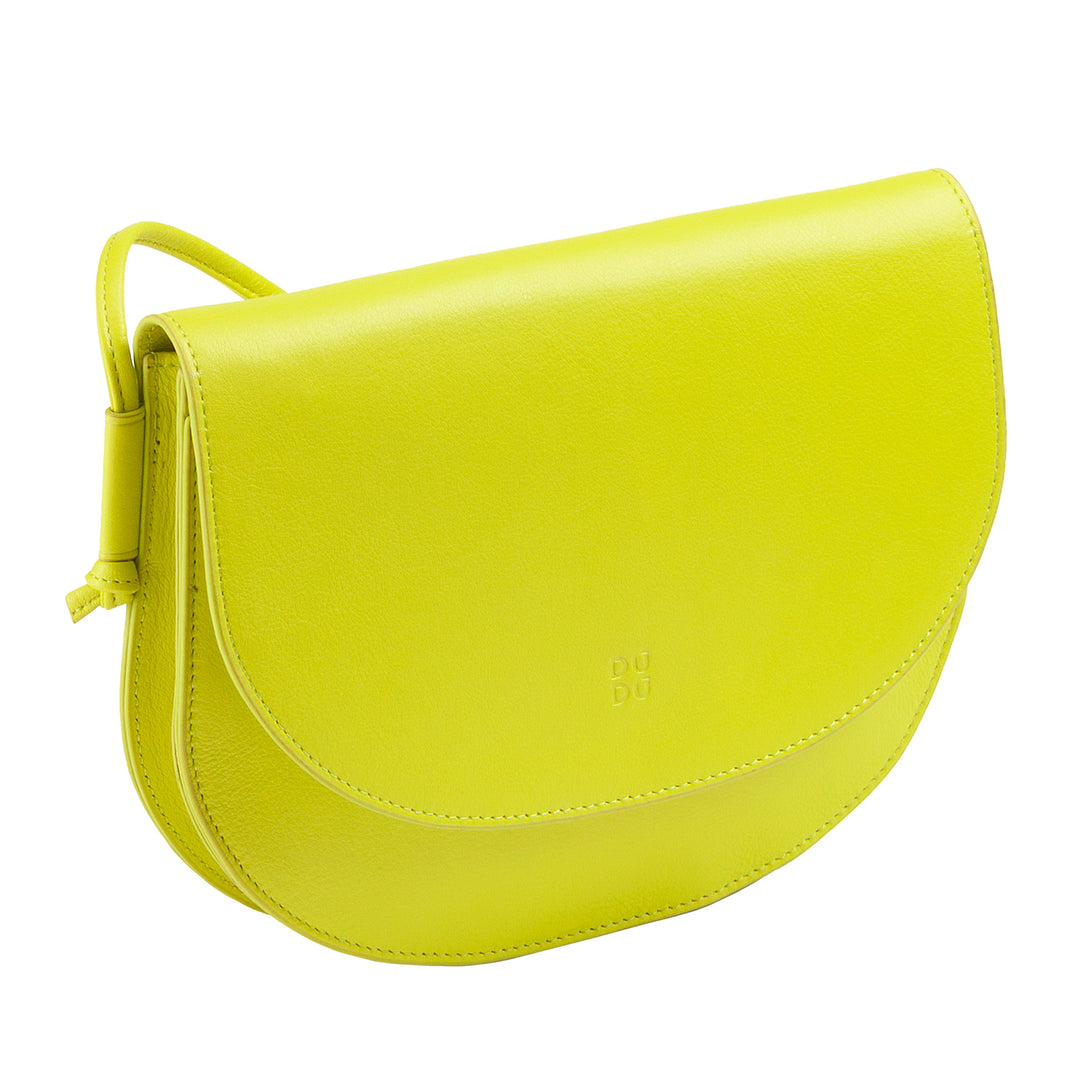 DUDU Borsa a Tracolla Donna Piccola in Pelle, Borsetta Design Sottile Compatta con Chiusura a Bottone, Tracolla Regolabile