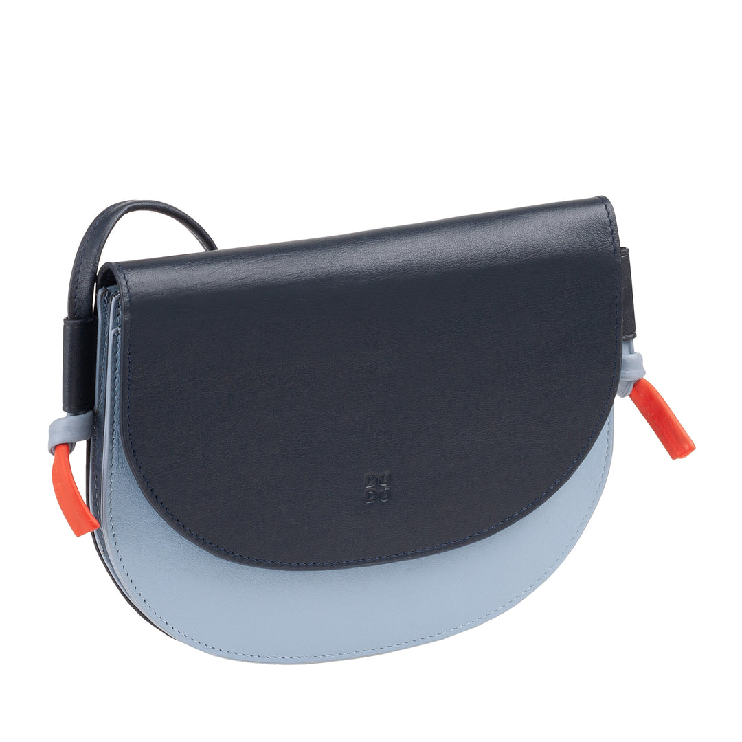 DUDU Borsa a Tracolla Donna Piccola in Pelle, Borsetta Design Sottile Compatta con Chiusura a Bottone, Tracolla Regolabile