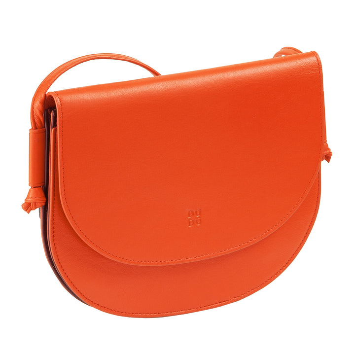 DUDU Borsa a Tracolla Donna Piccola in Pelle, Borsetta Design Sottile Compatta con Chiusura a Bottone, Tracolla Regolabile