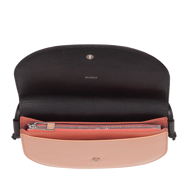 DUDU Borsa a Tracolla Donna Piccola in Pelle, Borsetta Design Sottile Compatta con Chiusura a Bottone, Tracolla Regolabile