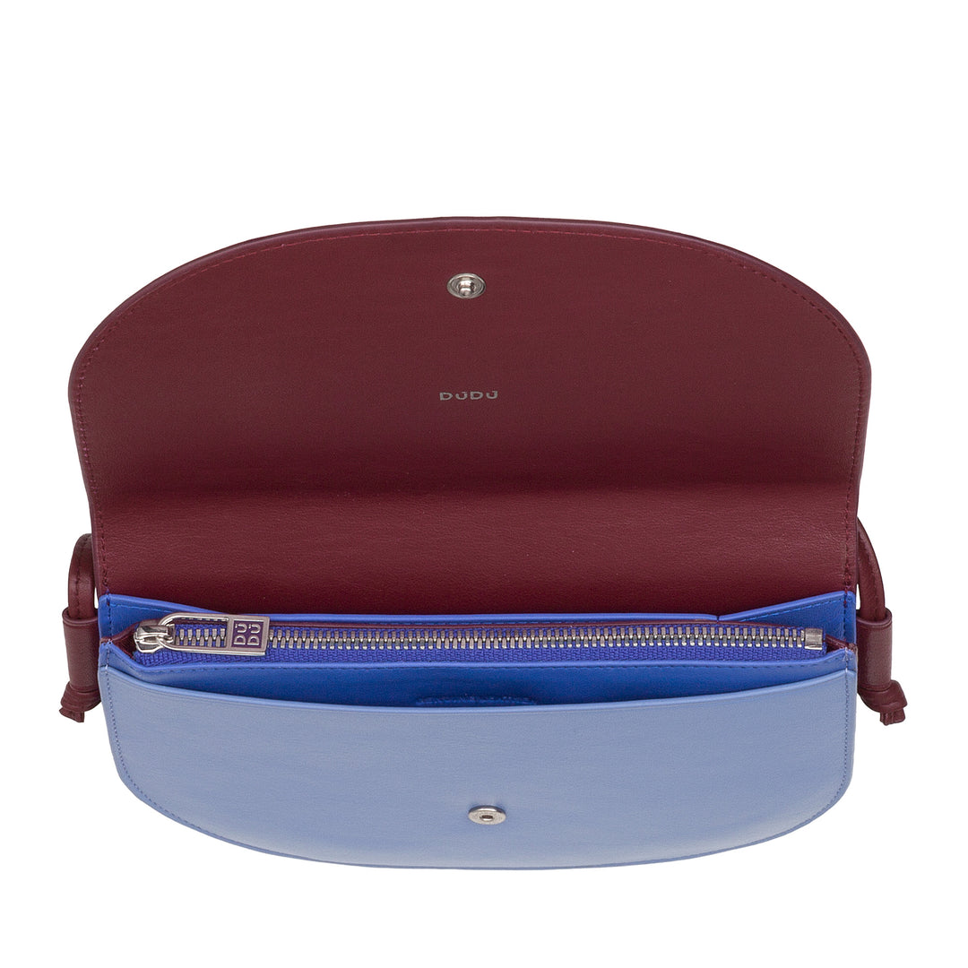 DUDU Borsa a Tracolla Donna Piccola in Pelle, Borsetta Design Sottile Compatta con Chiusura a Bottone, Tracolla Regolabile