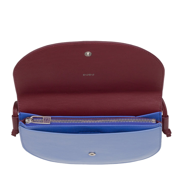 DUDU Borsa a Tracolla Donna Piccola in Pelle, Borsetta Design Sottile Compatta con Chiusura a Bottone, Tracolla Regolabile