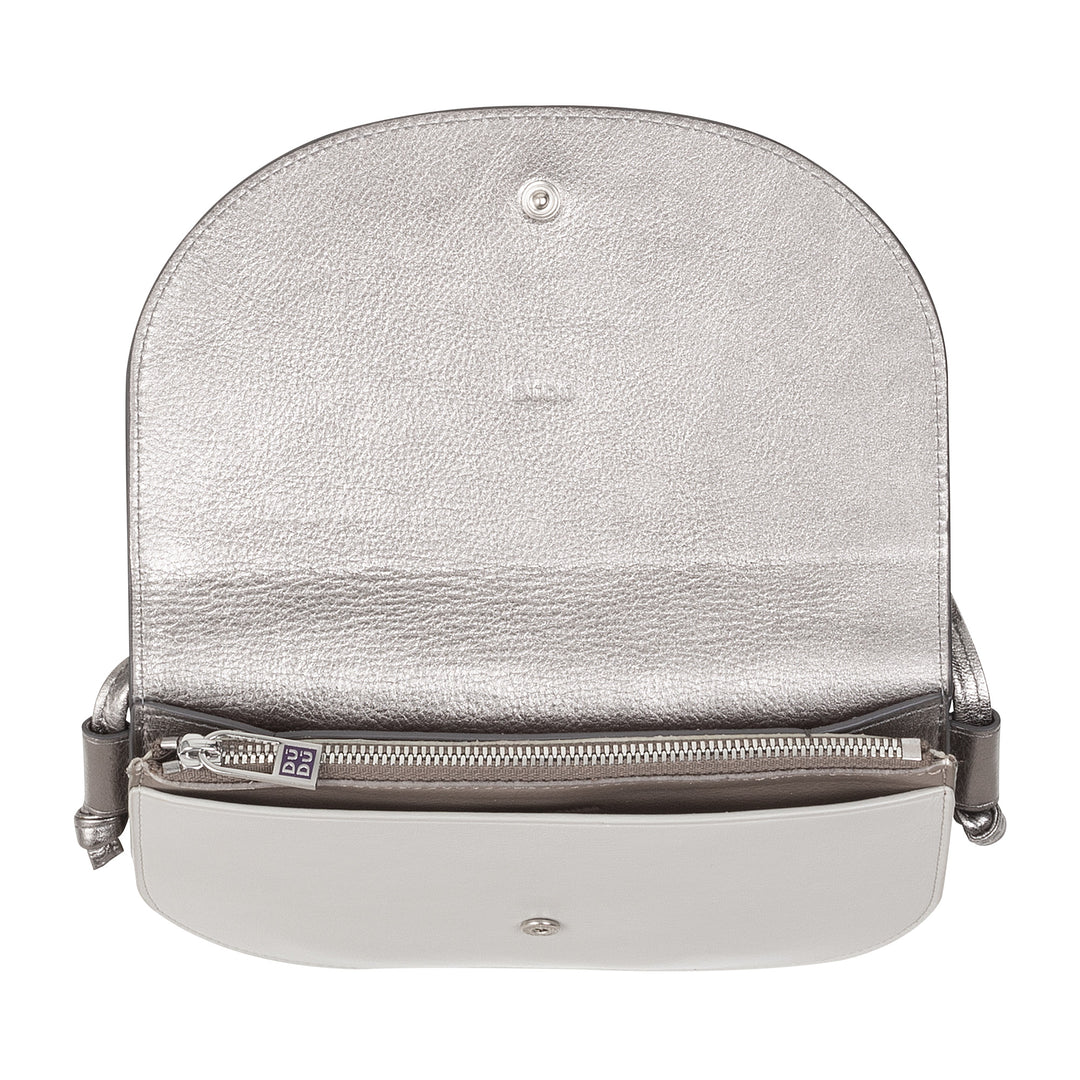 DUDU Borsa a Tracolla Donna Piccola in Pelle, Borsetta Design Sottile Compatta con Chiusura a Bottone, Tracolla Regolabile