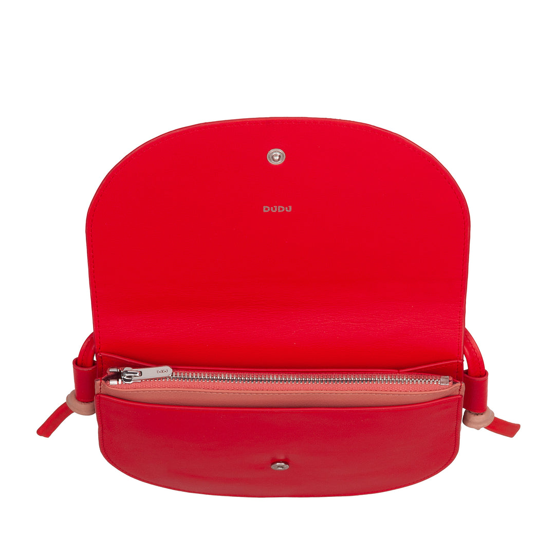 DUDU Borsa a Tracolla Donna Piccola in Pelle, Borsetta Design Sottile Compatta con Chiusura a Bottone, Tracolla Regolabile