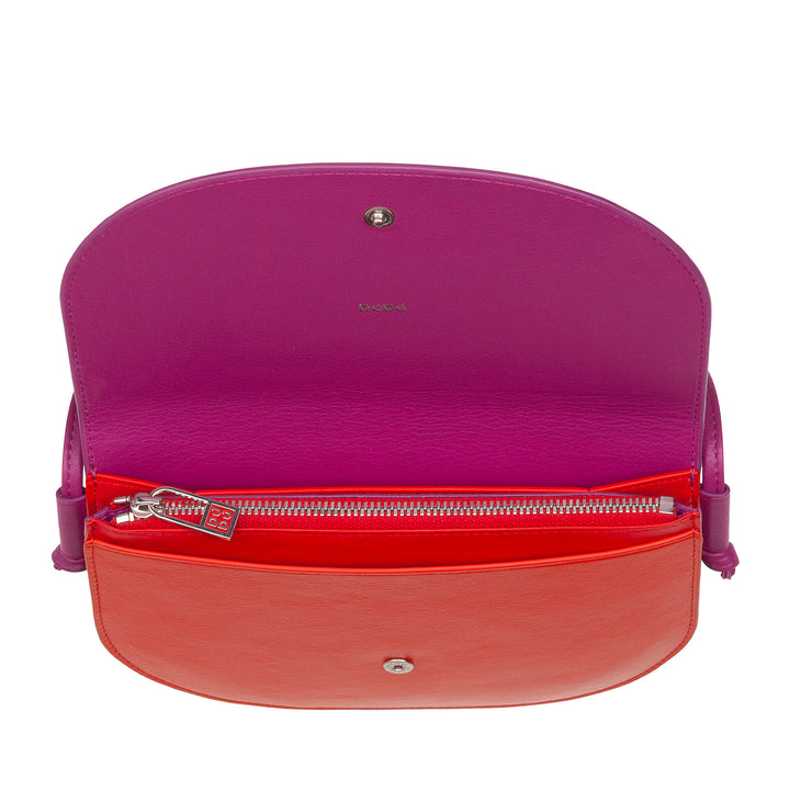 DUDU Borsa a Tracolla Donna Piccola in Pelle, Borsetta Design Sottile Compatta con Chiusura a Bottone, Tracolla Regolabile