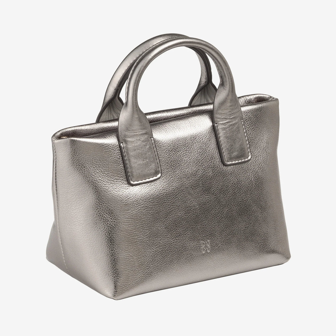 DUDU Borsa Donna Piccola a Tracolla in Vera Pelle, Borsa Mini Bag da Sera Elegante, 22 x 13 cm, Doppi Manici, Tracolla a Catena, Chiusura Zip