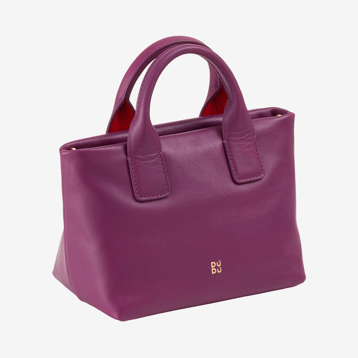 DUDU Borsa Donna Piccola a Tracolla in Vera Pelle, Borsa Mini Bag da Sera Elegante, 22 x 13 cm, Doppi Manici, Tracolla a Catena, Chiusura Zip
