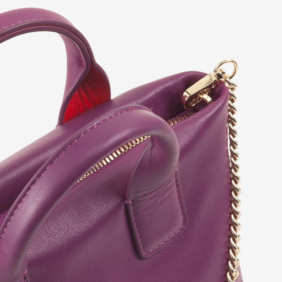 DUDU Borsa Donna Piccola a Tracolla in Vera Pelle, Borsa Mini Bag da Sera Elegante, 22 x 13 cm, Doppi Manici, Tracolla a Catena, Chiusura Zip