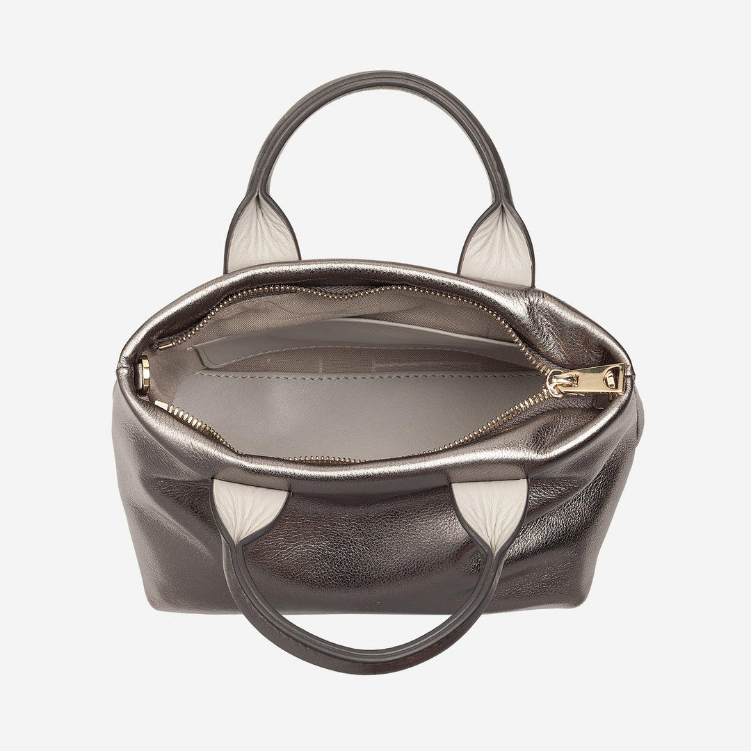 DUDU Borsa Donna Piccola a Tracolla in Vera Pelle, Borsa Mini Bag da Sera Elegante, 22 x 13 cm, Doppi Manici, Tracolla a Catena, Chiusura Zip