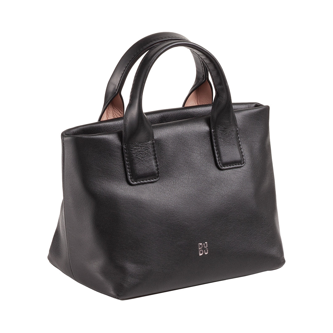 DUDU Borsa Donna Piccola a Tracolla in Vera Pelle, Borsa Mini Bag da Sera Elegante, 22 x 13 cm, Doppi Manici, Tracolla a Catena, Chiusura Zip